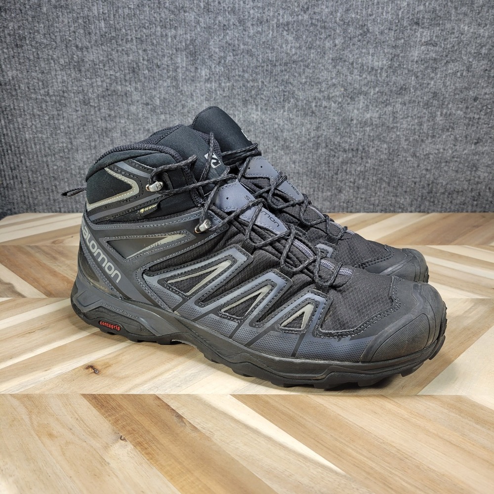 Men's SALOMON X Ultra 3 Mid GTX Mens 13  Gore-Tex Hiking Boots Black Gray Shoes
